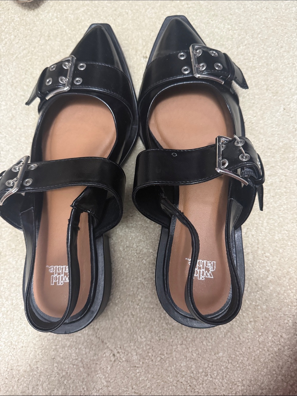 wild fable Black Pointed Buckle Slingback Flats